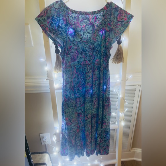 Floral Blue and Pink Women’s Dress - Picture 5 of 5